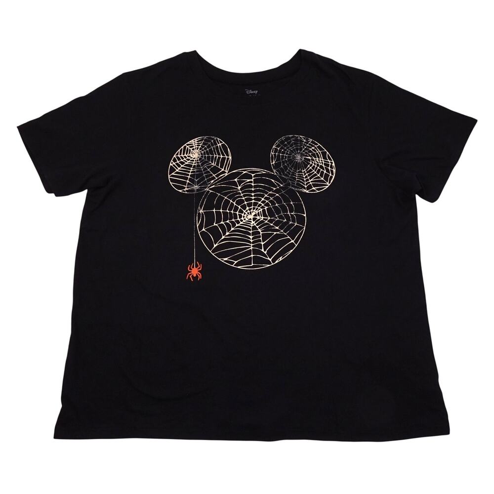 Mickey Mouse Halloween t-shirt 2X Womens Plus Spider Spider Web Ears Disney Oct